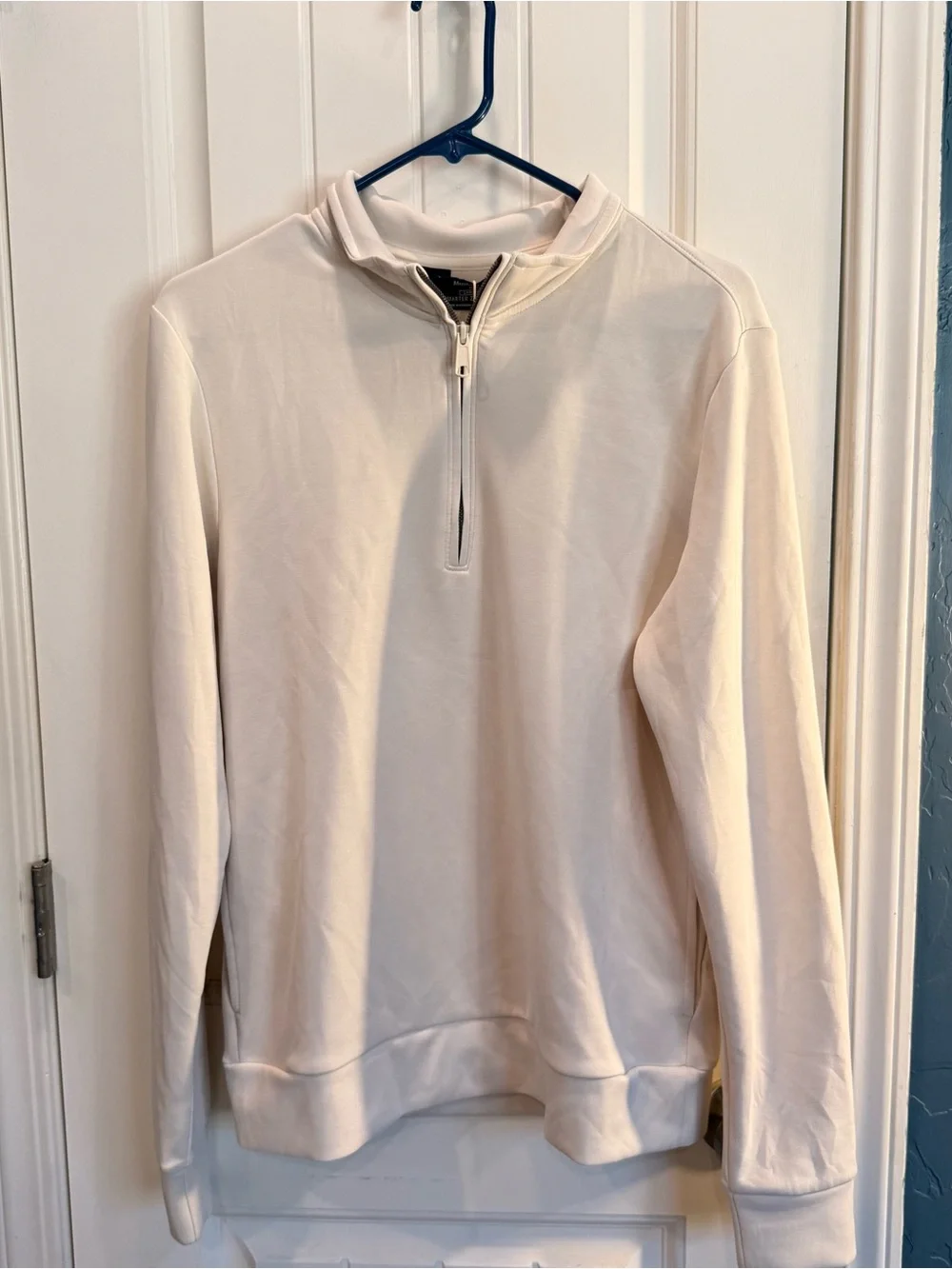 Member’s Mark Men’s Sandwash Quarter Zip Pullover Cream Small NWT